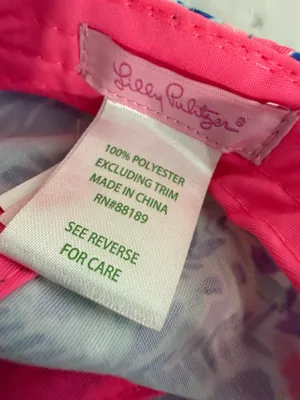 Lilly Pulitzer Blue Tropical Print Sun Hat with Pink & Green Accents thumbnail 8