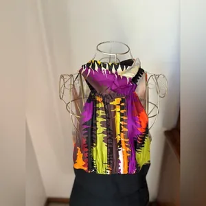 Trina Turk Halter Dress 2 Colorful Tropical Print Bodycon Cocktail Resort thumbnail 10