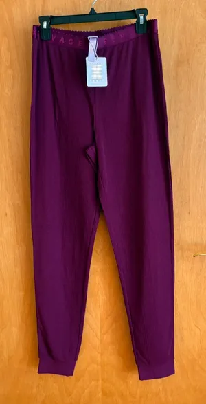 Savage X Fenty Lounge Pants Womens L‎ Large Purple Ribbed Knit Sleepwear NWT thumbnail 1