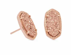 (SET) Kendra Scott Rose Gold Bar Druzy Necklace and Ellie Rose Druzy thumbnail 1