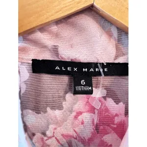 Alex Marie Floral Ruffle Mini Dress Womens‎ Pink Size 6 thumbnail 3