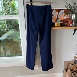 Express Navy Blue Pull On Pleated Wide Leg Dress Pants Trousers Size 6 Long thumbnail 2