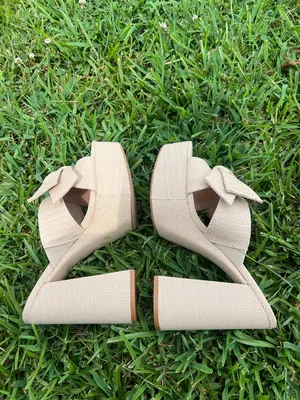 Chelsea & Violet Doris Raffia Knot Tan Chunky Block Sandals Size 9M thumbnail 7