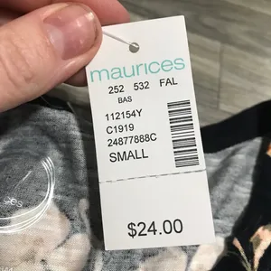Maurices Floral Navy Blue Long Sleeve Shirt; small women’s; New thumbnail 3