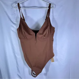 NWT‎ Popilush Brown Shapewear Bodysuit with Plunge Neckline - 3XL thumbnail 4