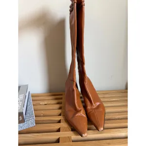 Christian Dior Galliano Y2K Cognac Leather Pointed Toe Knee High Boots 38.5 thumbnail 2