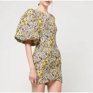 NWT Atoir Dare‎ to Love Jacquard Puff Shoulder Mini Dress in Cameo Bloom thumbnail 3
