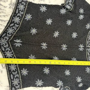 Vintage Cote d’Azur Black Beaded Top | Silk Floral Embroidery size small thumbnail 15