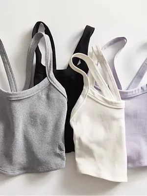 NWT FREE PEOPLE | FP Movement‎ All Clear Rib Crop Camisole Platinum Sz M thumbnail 3