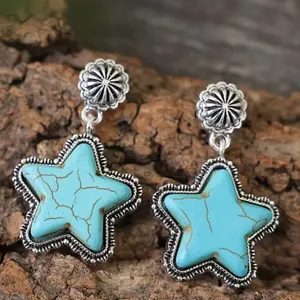 Gorgeous Faux Turquoise and Silver Earrings thumbnail 3