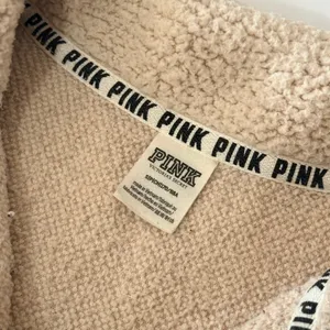 PINK Victoria's Secret Sherpa Fleece Quarter Zip Pullover Cream Tan Small thumbnail 5