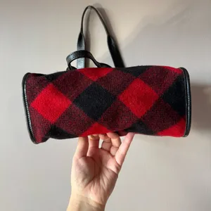 Ralph Lauren Vintage 1990s Wool and Leather Square Buffalo‎ Plaid Shoulder Bag thumbnail 5