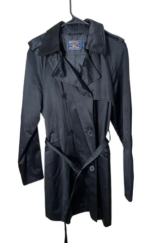 American Living Women's Black Double‎ Breasted Trench Coat Belted Size M thumbnail 1