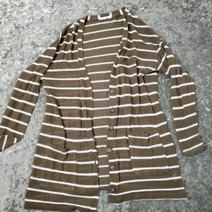 Socialite Striped Knit Button Front‎ Cardigan thumbnail 2