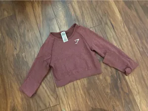 Maroon Gymshark Long Seamless Sleeve Shirt thumbnail 2