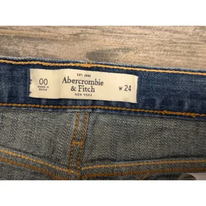 Abercrombie Fitch Distressed‎ Beaded Denim Shorts Blue 00/24 Frayed Hem Mini Y2K thumbnail 3