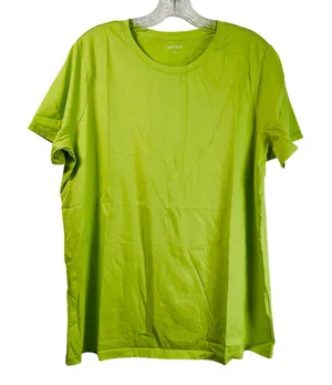Lands End Womens Large 14-16 Lime Green Supima Cotton Short Sleeve Crewneck Tee thumbnail 1