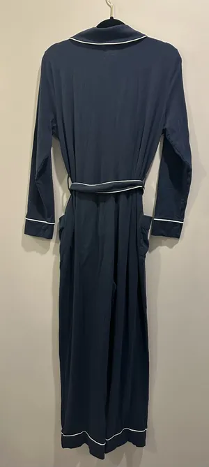 Petite Plume 100% Pima Cotton Polo Pajama Jumpsuit Navy thumbnail 2