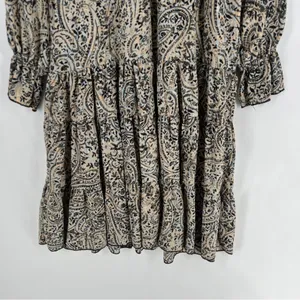 OPT Boho‎ Paisley Print Long Sleeve Tiered Midi Dress Peasant Prairie Ruffle M thumbnail 9