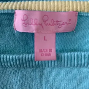 Lilly Pulitzer Blue Green Teal Pullover Sweater Large Long Sleeve Beautiful HTF thumbnail 3
