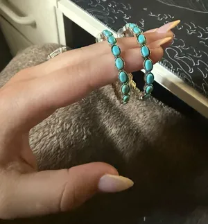 Turquoise Earrings Boutique Silver Hoop thumbnail 1