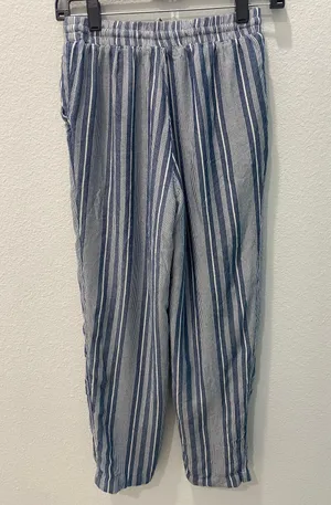 American Eagle Linen Blue Striped Pants Size Xs thumbnail 5