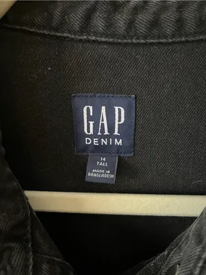 GAP Black Denim Button-Front Shirt Jacket Dress thumbnail 6