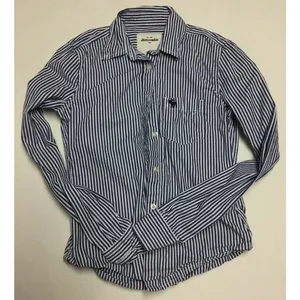 abercrombie Girls Long Sleeve Button Shirt Size S Blue White Cotton Striped thumbnail 1
