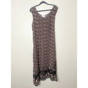 Vintage Looking Good Maxi Dress Safari Giraffe Elephant Asymmetric Tie Back 1X‎ thumbnail 10