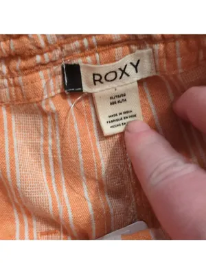 Roxy Orange And White Striped Linen Blend Pants Size XL thumbnail 5