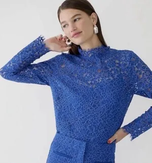 J. Crew Mockneck Floral Lace Top - Size 8 thumbnail 1
