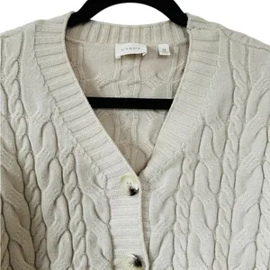 Cyrus Cream Cable Knit Cardigan Sweater Preppy Cozy Casual Timeless Minimalist thumbnail 3