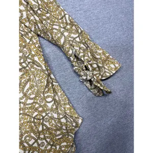 Women's Michael Kors Blouse, Size L, White & Gold Chain Print thumbnail 2