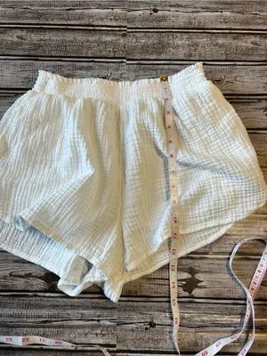 Aerie Cotton White Elastic-Waist Athletic Shorts Size Medium Coastal Vacation thumbnail 4
