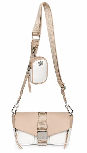 NWT Steve Madden Move Utility Crossbody Bag Cream and Tan With FLAWS thumbnail 1