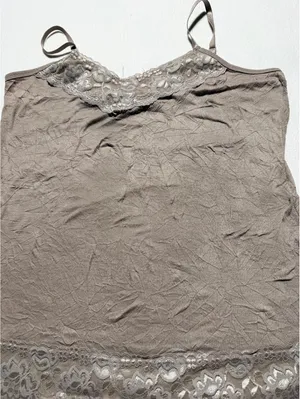 Brown Lace Trim Camisole Tank Top thumbnail 5