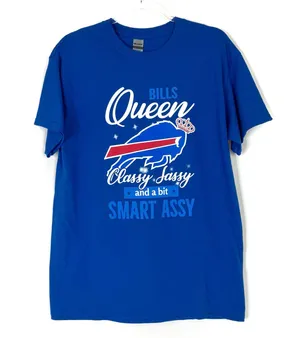 Gildan Buffalo Bills Queen Blue Short Sleeve Tee Shirt 100% Cotton Womens Medium thumbnail 1