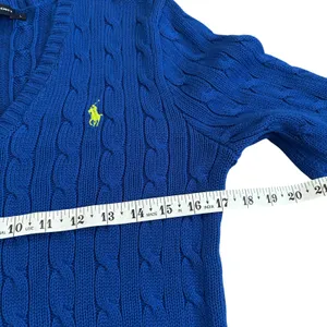 Vtg y2k Ralph Lauren Sport Cable Knit Sweater Sz L Preppy Bright‎ Twee Academia thumbnail 7