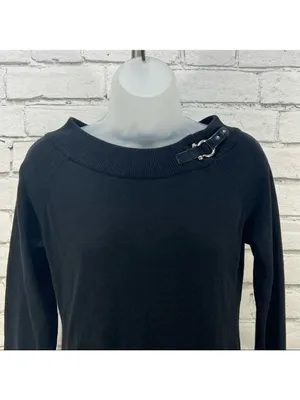 Lauren Ralph Lauren Black Sweater with Buckle Accent Size M thumbnail 3
