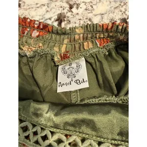 Angel Biba Size 8 Olive Floral Halter Mini Dress Boho Fit & Flare thumbnail 3