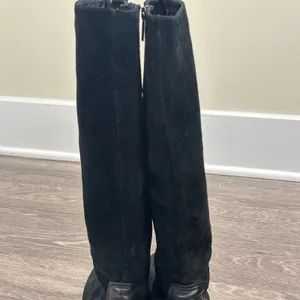 Aquatalia by Marvin K Minnow Black Suede Tall Riding Wedge Boots Square Toe 10 thumbnail 5