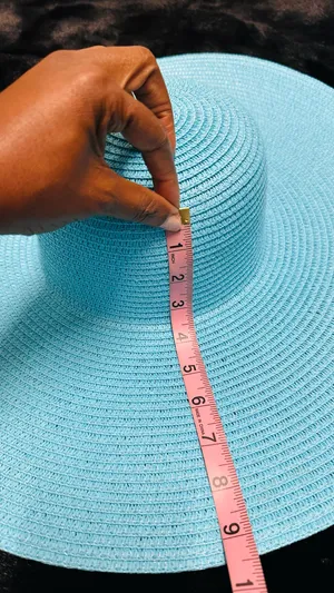Natasha oversized wide brim off blue straw hat thumbnail 7