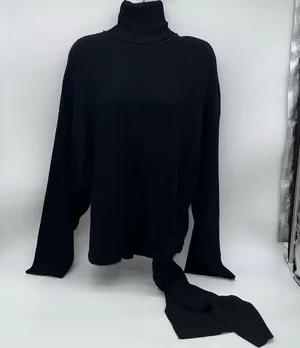 Zara Black Turtleneck Sweater with Tie Detail thumbnail 1