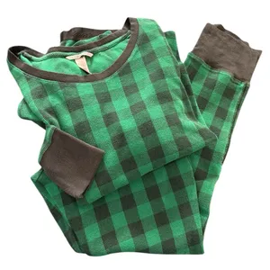 Victoria’s Secret Buffalo Plaid Thermal Pajama Set Sz L Green Black Check Cozy thumbnail 4
