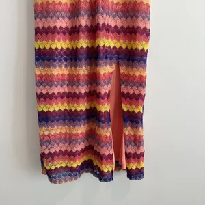Wild Fable Crochet Halter Stripe Dress Women's Large Lace Up Back Pink Yellow thumbnail 7