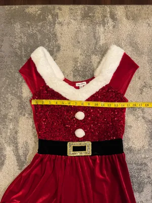 NWT kohls Red Sequin Santa-Style Holiday Dress with White Trim thumbnail 5
