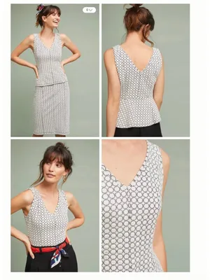 Anthropologie Maeve EUC Women's Black White Textured Astoria Peplum Top Size XL thumbnail 2