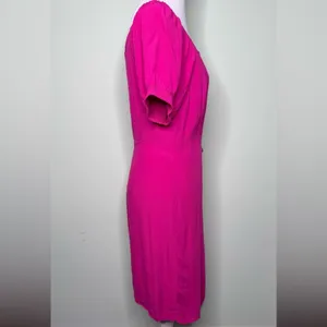 Anthropologie Maeve Pink Wrap Dress Tie Waist Mini Dress Puff Sleeve Feminine thumbnail 4