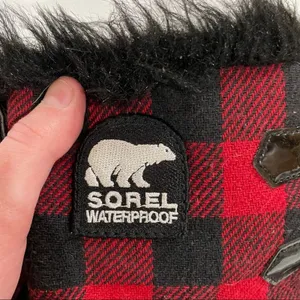Sorel Out N About Red Buffalo Plaid Winter‎ Rain Mud Duck Boots Size 9 thumbnail 5