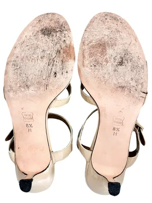 Vaneli Beige Nude Patent Leather Strappy Heels, Size 8.5 thumbnail 8